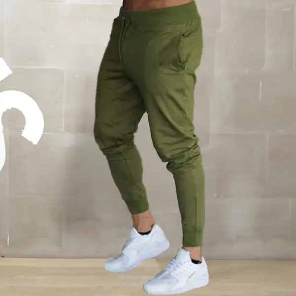 Calças masculinas Slim Fit Sweatpants com cordão cintura tecido respirável macio tornozelo-faixa para conveniência de ginásio