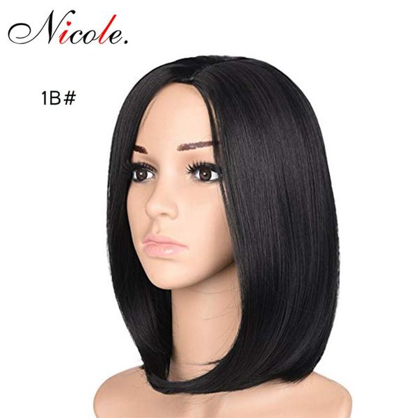 Nicole Halloween Bob-Perücken, Ombre-Farbe, kurzes, glattes Haar, dickes, natürliches Schwarz, synthetische Hochtemperaturfaser für schwarze Frauen2832024