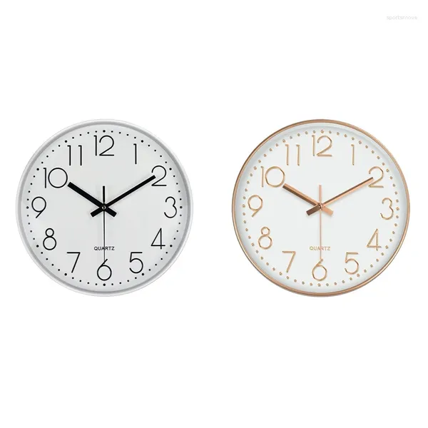 Wanduhren, 2 Stück, moderne Uhr, 25,4 cm, leise, nicht tickend, batteriebetrieben, Quarz für Wohnzimmer, Zuhause, Büro, A B