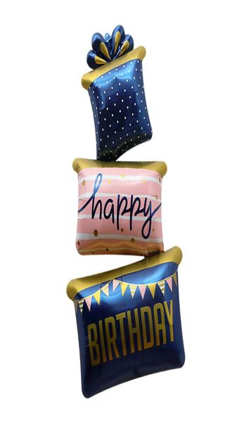 Bolo de presente balão folha de alumínio feliz aniversário carta flutuante brinquedo balão arranjo aniversário presente decoração do bolo balão7457343