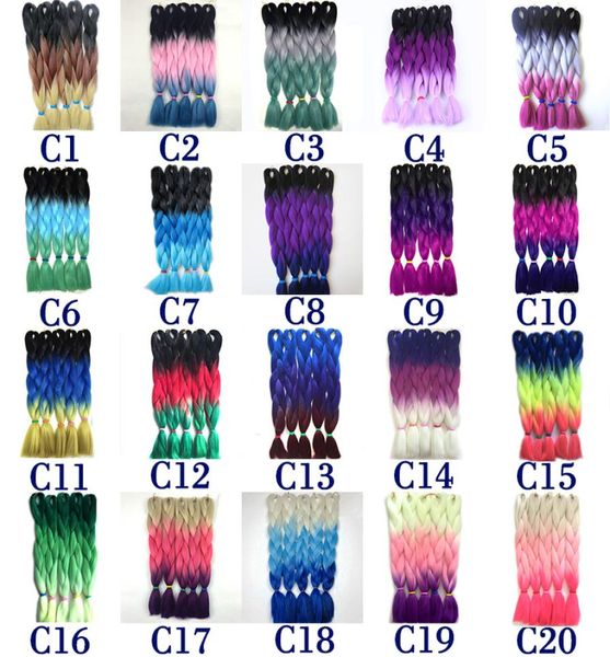 Синтетические синтетические волосы Kanekalon с омбре, трехцветное плетение, наращивание волос Xpression Jumbo Box, косички для волос, 24 дюйма, 100 гPiece8435406