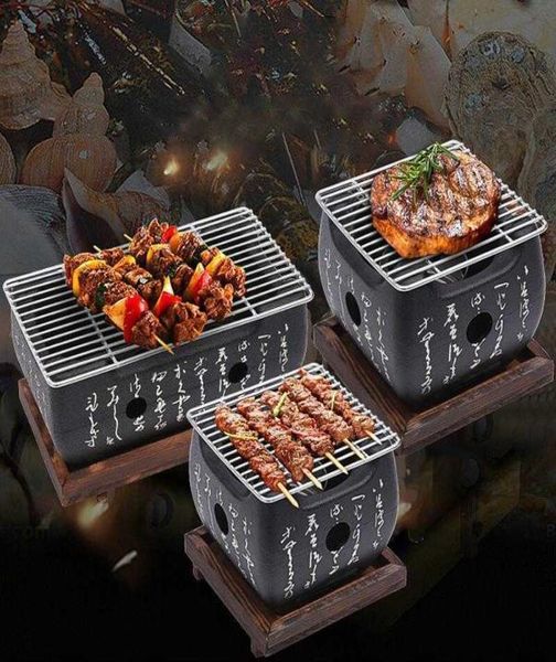 Tragbarer japanischer Grill, Holzkohlegrill, Aluminiumlegierung, für drinnen und draußen, Grillpfanne, Grillofen 2107244305971