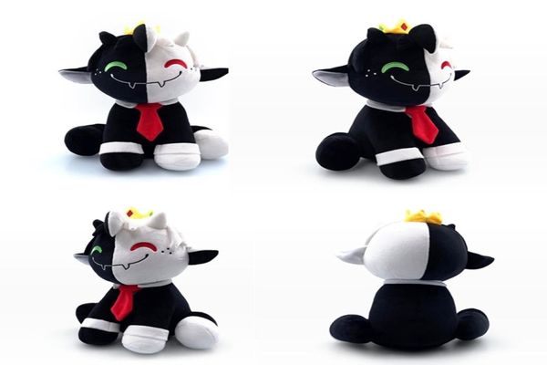 Novo online ranboo vermelho sentado preto e branco boneca brinquedo de pelúcia presente criativo para crianças 4286099
