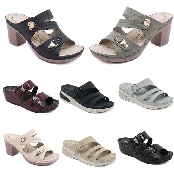 Frauen 2024 Sommerschuhe Sandalen Low Heels Mesh Oberflächen Freizeit Mutter Schwarz weiß rotes Grün groß Größe 36-42 O13-1 Ga 29