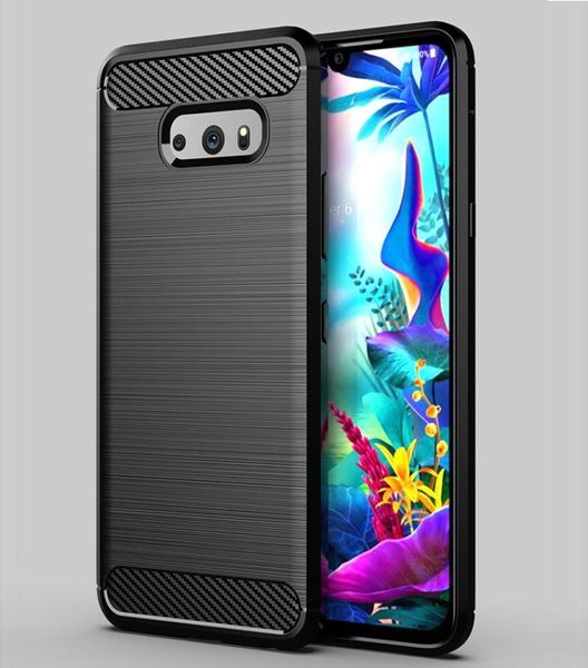 Custodia protettiva antiurto con trama in fibra di carbonio Custodia protettiva in silicone TPU slim fit per LG V50S G8X V60 Thinq K40 K12 PLUS X4 2019 st3734103