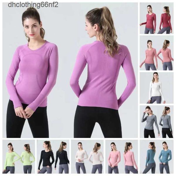 Yoga-Outfit Lulu Swiftlys Tech T-Shirt tragen Damen kurzärmelige feuchtigkeitsableitende Strick-hochelastische Fitness-Polos Fashion Tees LL Damen Kurzarm Herren XAWM