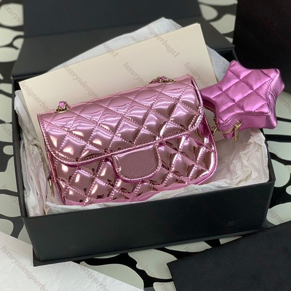 Sacchetta del designer di borse top Woman Pink Patent Pulnica Pulnica Borsa Crossbody Borse Candata il Pentagram Portafoglio Luxuria Designer Borsa