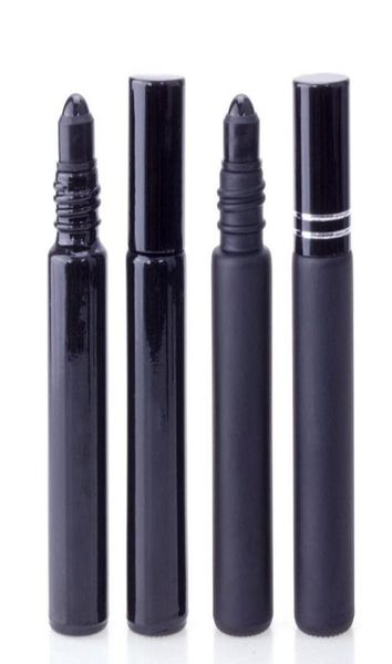 Parfümflasche für ätherische Öle, 10 ml, schwarze Glasrolle auf Parfümflasche mit Obsidian-Kristallrolle, dickwandige Rollon-Flaschen9455616