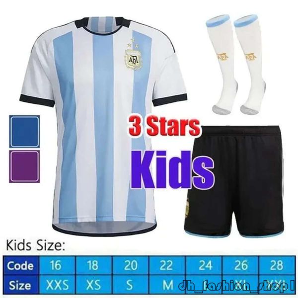 Weltmeisterschaft 3-Sterne argentinisches Fußballtrikot MESSIS Trikot KIDS KIT Set Di Maria Dibara Alvarrez Martinus Fernades Mccallist Spielerversion Fanversion Set Trikot 903