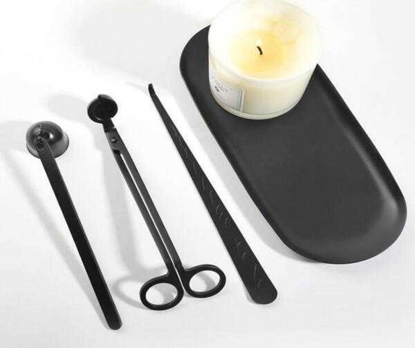 Confezione regalo di accessori per candele Set 3 in 1 Candele in acciaio inossidabile Snuffer per campanelli Trimmer per stoppini Mestolo per stoppini Vintage Home Deco NMS26034497