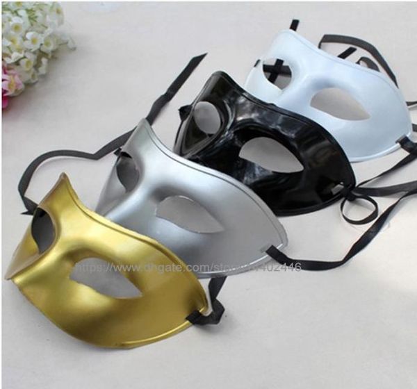 Men039s Maschera da ballo Fancy Dress Up Party Maschere veneziane in maschera Mezza faccia in plastica Nero Bianco Oro Argento Colore8521788