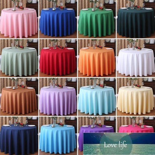 10pcs polyester el ziyafet masa örtüsü beyaz yuvarlak masa bezi düğün masa kapağı kaplama tapetler nappe tafelkle mariage13075