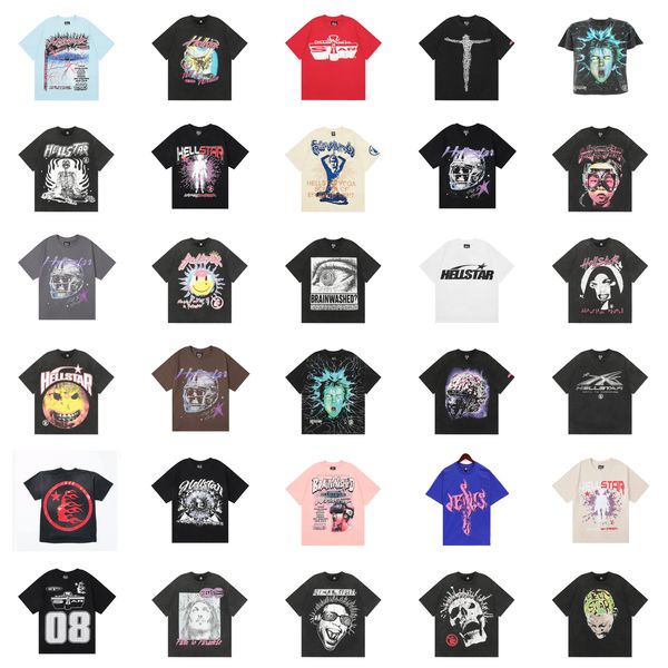 Hellstar T-shirt Mens Mulheres Camisetas Rapper Washed Heavy Craft Unisex Manga Curta Top High Street Retro Hell Women's T-shirt Designers Tees Mens Designer Camisas