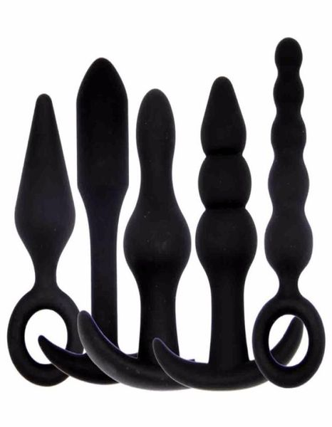 Brinquedos sexuais massageadores orissi quintal 5 peças conjunto de produtos divertidos de silicone plugue anal adulto massagem masculino camaradas97328161207603