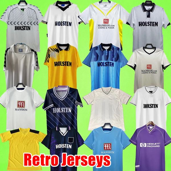 91 93 Gascoigne Spurs Retro Mnes Camisas de futebol 06 07 08 09 10 100th Klinsmann Sheringham Ferdinand Bale Ginola Lineker Defoe Modric Anderton Keane Camisa de futebol Top