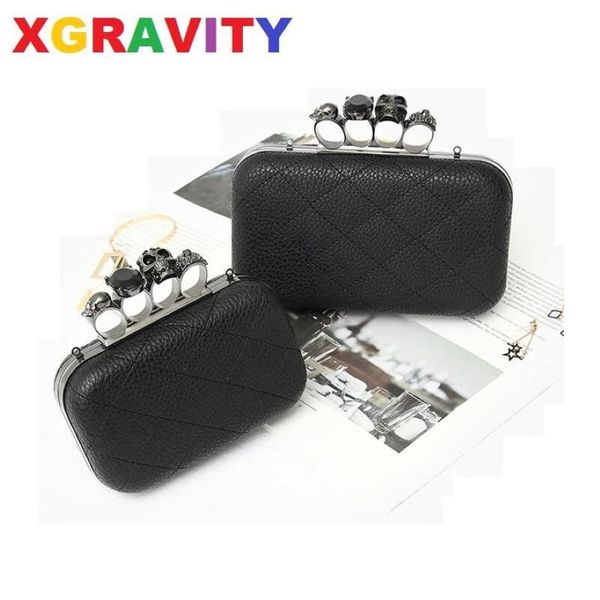 Sacos de noite Xgravity 2021 moda crânio dedo elegante bolsa de corrente mulheres casuais embreagens bolsas envelope senhoras fantasma 050223c