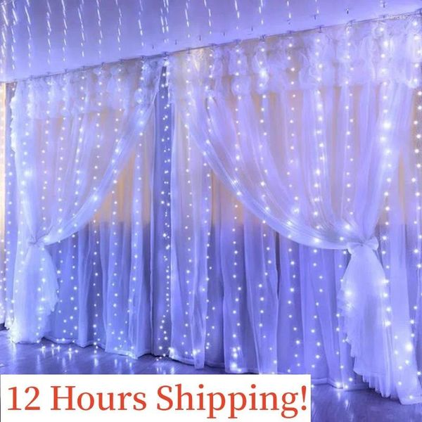 Cordas Luzes de Natal String Cortina Garland LED USB Controle Remoto Decoração de Fada de Casamento para Quarto