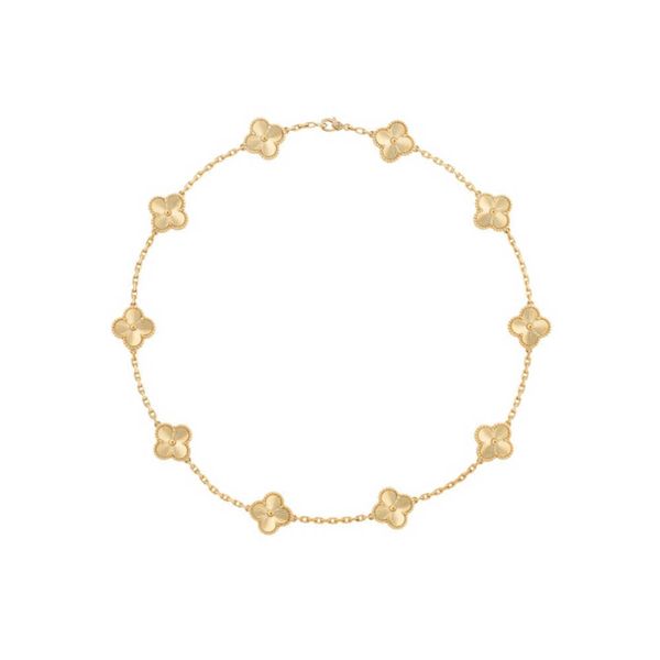 Collana VanCF Luxury Diamond Agate Collana in oro 18k con fiori di agata nera con catena di trifoglio a doppia faccia marchio di lusso 999