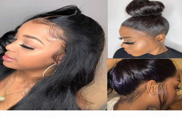 360 Full Dantel Peruk İnsan Saç Pre Plucke Siyah Kadınlar İçin Brezilya Düz Dantel Ön İnsan Saç Perukları HD 360 Dantel Frontal Wig HD6243321