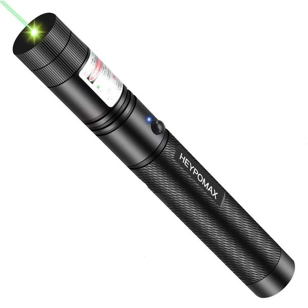 Green Pointer Long Range Laser High Taschenlampe Wiederaufladbarer Power Pointer USB mit Sternkappe Einstellbarer Fokus Geeignet zum Wandern