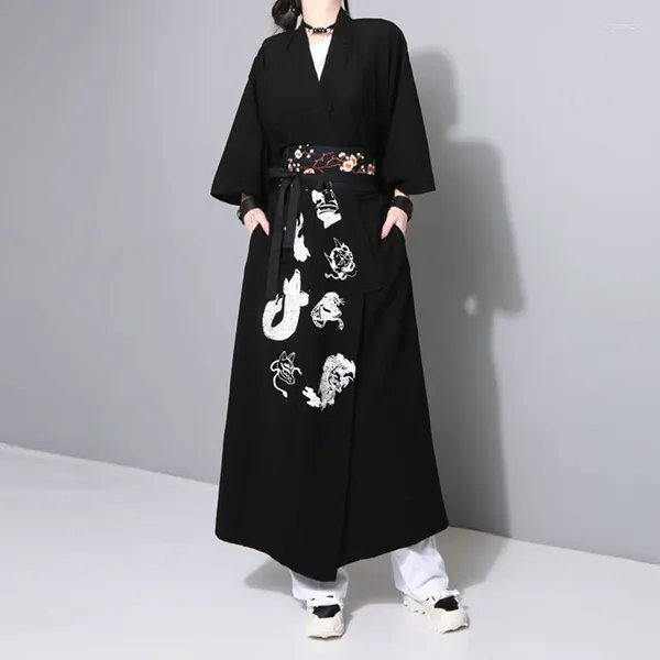 Roupas étnicas Japonês Yukata Kimono Vestido Feminino Traje Geisha Cosplay Preto Obi Mulheres Tradicionais Kimonos FF2444