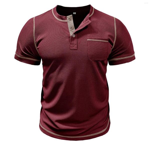 Erkekler Tişörtleri Sıradan İşletme Düz Renk Düğmeleri Gömlek Erkekler için Büyük Boy Tişört Giysileri Y2K TOPLAR