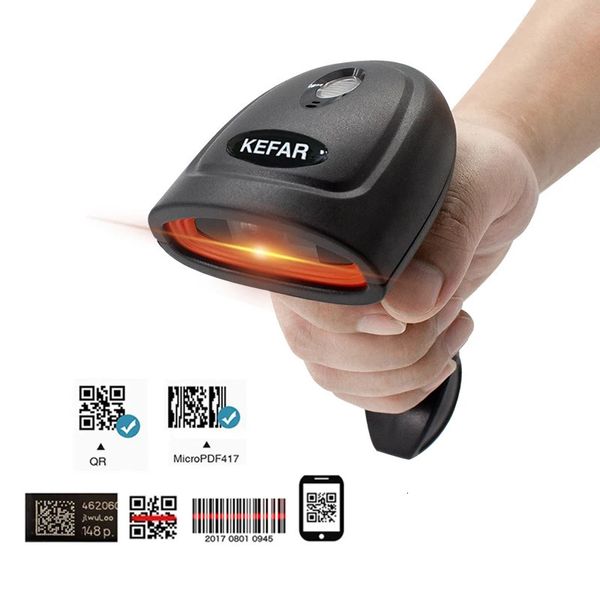 Kefar h4w sem fio handheld scanner de código de barras com fio 1d 2d leitor de códigos qr pdf417 suporte para logística varejo loja supermercado 240229