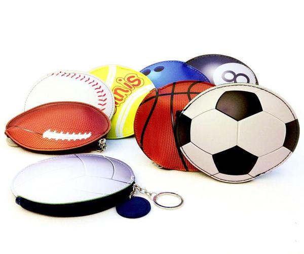 Esportes saco chave beisebol futebol basquete boliche tênis bilhar impressão moeda saco de couro do plutônio chaveiro mini wallet5918861