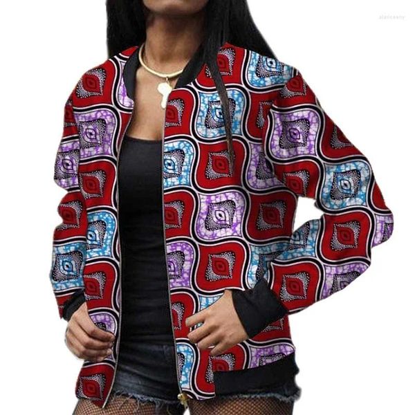 Ethnische Kleidung Elegante Bunte Druck 2024 Frauen Bomber Jacken Afrikanische Street Style Kurzmantel Weibliche Ankara Outfits Angepasst