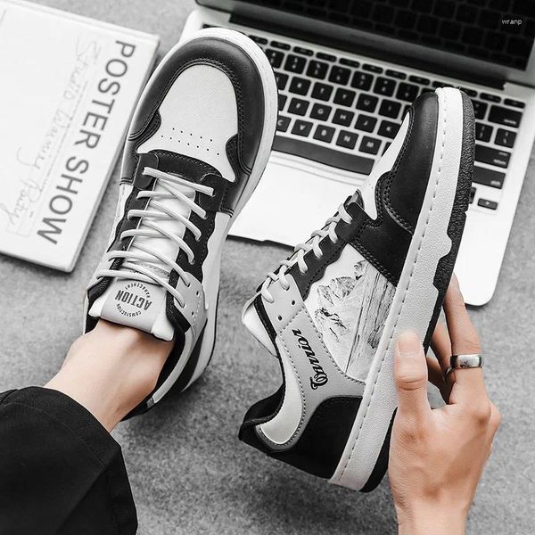 Casual Schuhe 2024 Chinesischen Stil Tinte Malerei Skateboard Bequeme Tragen-beständig Herren Low-top Lace-up Sneakers Luxus