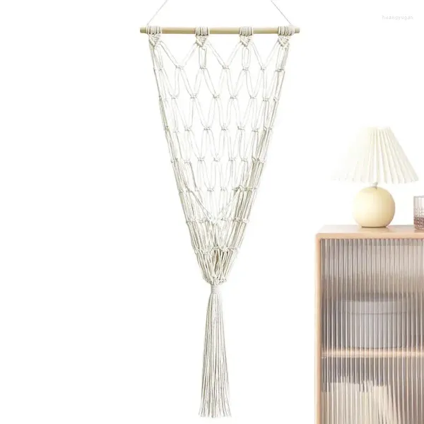 Arazzi Boho Macrame Net Portaoggetti da parete per giocattoli Peluche Bohemian Hang Organizer Soggiorno Nursery Camera da letto