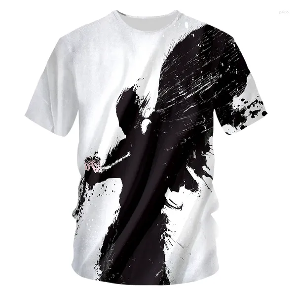 Herren T-Shirts Drop 3D-Druck Schwarz Weiß T-Shirt Rose Angel Splash Ink Art Sommer Tops Street Kurzarm T-Shirt Übergröße