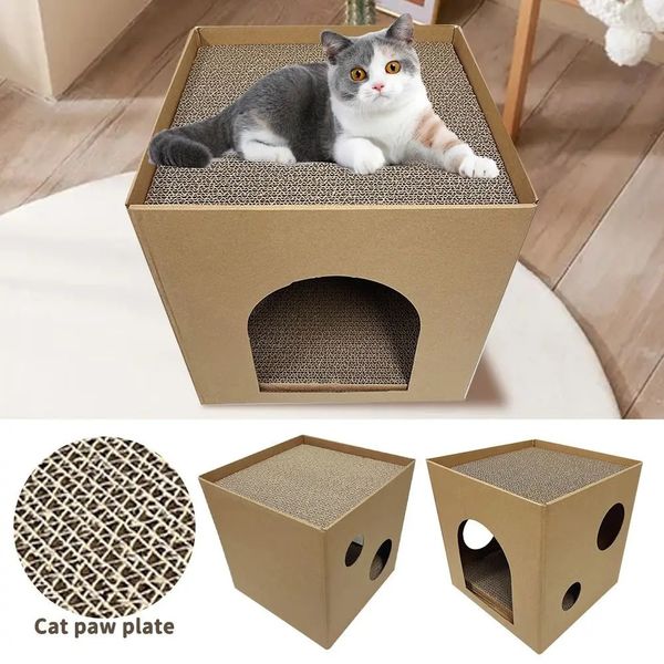 Caixa de papelão para gatos, resistente ao desgaste, gatinho, cachorrinho, exercício, moagem, raspador de unhas, acessórios para animais de estimação 240227