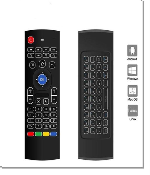 MX3 Hintergrundbeleuchtung Drahtlose Tastatur IR Lernen 24G Fernbedienung Fly Air Maus LED Hintergrundbeleuchtung Handheld Für Android TV Box mit Voicea52617788