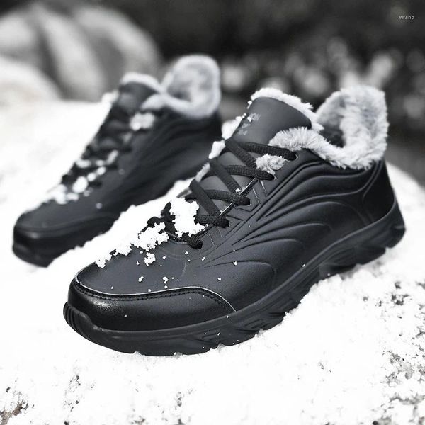 Sapatos de caminhada tênis masculino inverno à prova dwaterproof água botas de neve de couro do plutônio confortável leve esportes trabalho anti-deslizamento calçados casuais