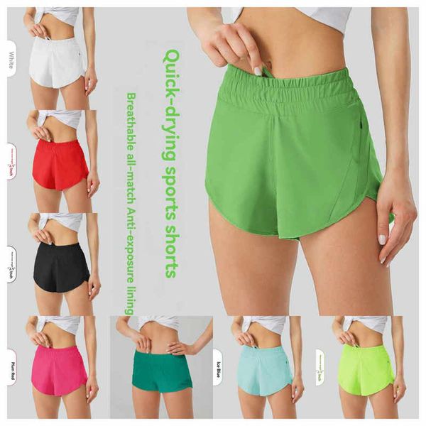 Hotly Hot ll Shorts Womens Yoga Shorts Roupas com Exercício Fitness Wear Lu Calças Curtas Meninas Correndo Calças Elásticas Bolsos Sportswear Lu88248