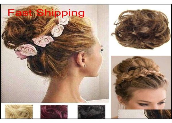 Coda di cavallo Estensione dei capelli Panino Parrucchino Scrunchie Onda elastica Ricci Posticci sintetici Avvolgere per Chignon Chignon qylUfN comecase4566770