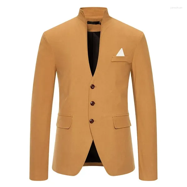 Abiti da uomo 2024 Primavera anni '20 Gatsby Europeo Color Block abbinato Colletto rialzato Abito da sposa casual slim fit King per uomo