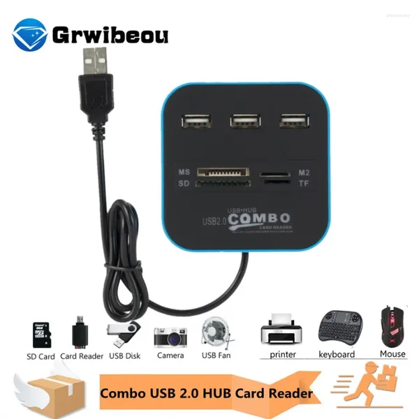 Grwibeou 3 порта USB Hub Combo 2,0 Micro Card Reader SD/TF Splitter все в одном для ПК Компьютерные аксессуары