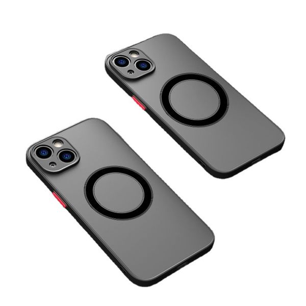 Ímã de carregamento sem fio Matte Clear Cases para iPhone 15 14 Plus 13 12 11 Pro Max Samsung S24 S23 S22 Skin Feel Silicone Lens Protector Capa DHL Grátis