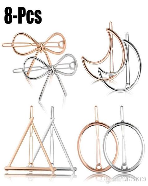 Tamax Fermaglio per capelli per donna 8 pezzi Mollette Forcine per capelli Luna Triangolo Cerchio Farfalla Clip per ragazze Capelli spessi Styling Oro e si3166624