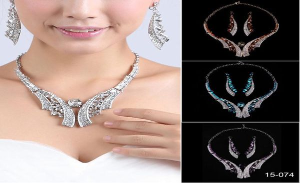 Collana da sposa modesta Elegante orecchini con strass placcati in argento Set di gioielli Accessori per abiti da ballo Abito da sera4863508