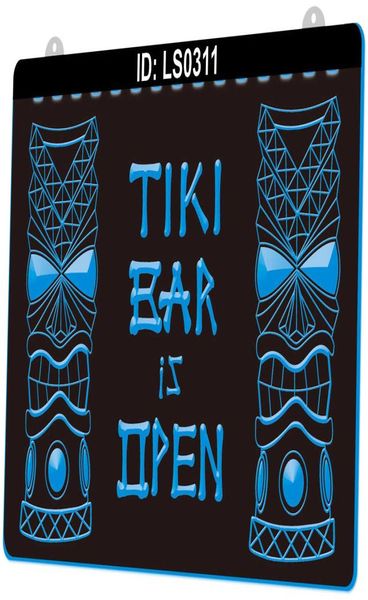 LS0311 Tiki Bar é máscara aberta 3D gravura LED sinal de luz varejo inteiro2350654