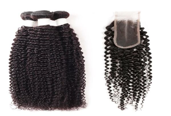 Ishow Fasci di capelli umani brasiliani Ricci crespi 3 pezzi con chiusura 24 Nero naturale intero per donne Tutte le età 828 pollici8744195