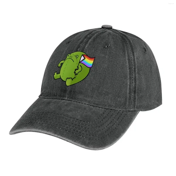 Береты Ricky Rain Frog Progress Pride Flag Ковбойская шляпа Забавная кепка для рыбалки Солнцезащитный крем для детей Мужской и женский