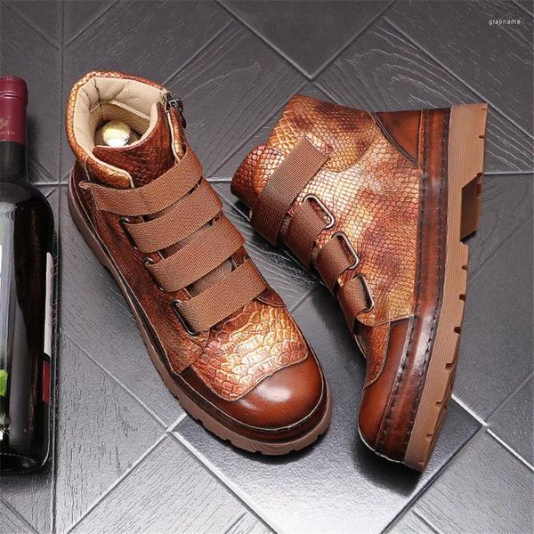 Повседневная обувь, модные трендовые кожаные мужские туфли в стиле панк с высокими берцами, мотоциклетные короткие ботильоны, увеличивающие рост, Zapatillas Hombre