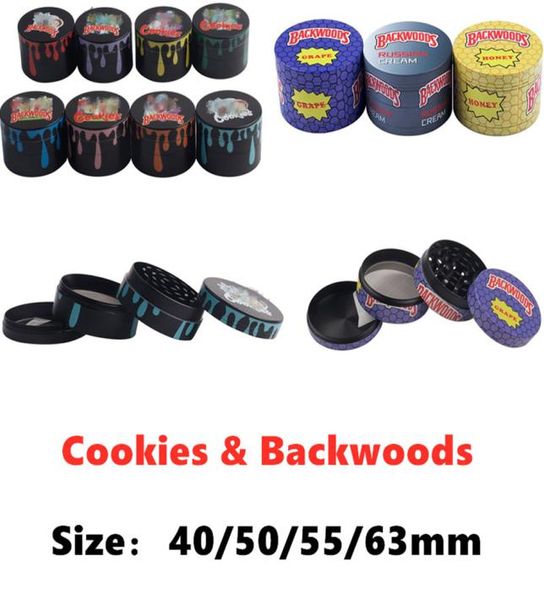 Smericio da tabacco 4 strati backwoods branchi di erbe accessori fumatori Muller a mano in lega di zinco 40mm 50mm 55mm 63mm OEM logo4164679