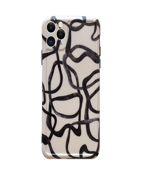 Fashion Black Ink Lines Handyhüllen für iPhone 12 11 Pro Max X XS XR 8 Plus 12mini Ins Beliebte Chic Soft IMD Back Cover Gift4905366