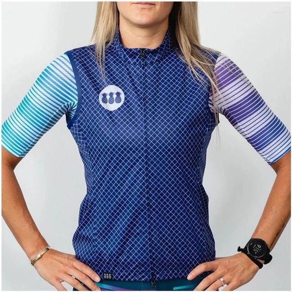 Set da corsa TRESPINAS Gilet antivento Maglia blu 2024 Donna Ciclismo Abbigliamento leggero Maglia traspirante Mtb Giacca da bici Ropa Ciclismo