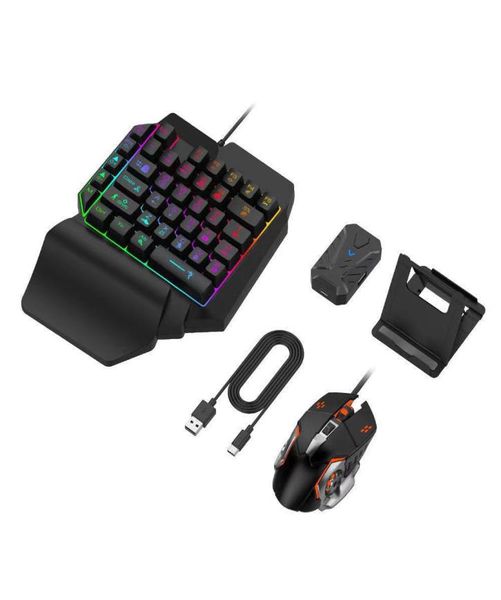 Epacket F6 Teclado Mouse Combos teclado luminoso para jogos com uma mão Ratos comem teclados de frango conectam o trono do telefone móvel 7708983